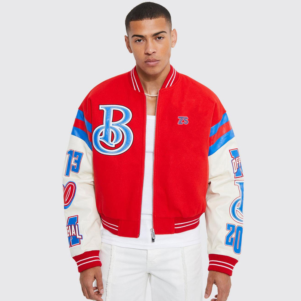 Oversized Boxy Jersey Varsity Jacket
