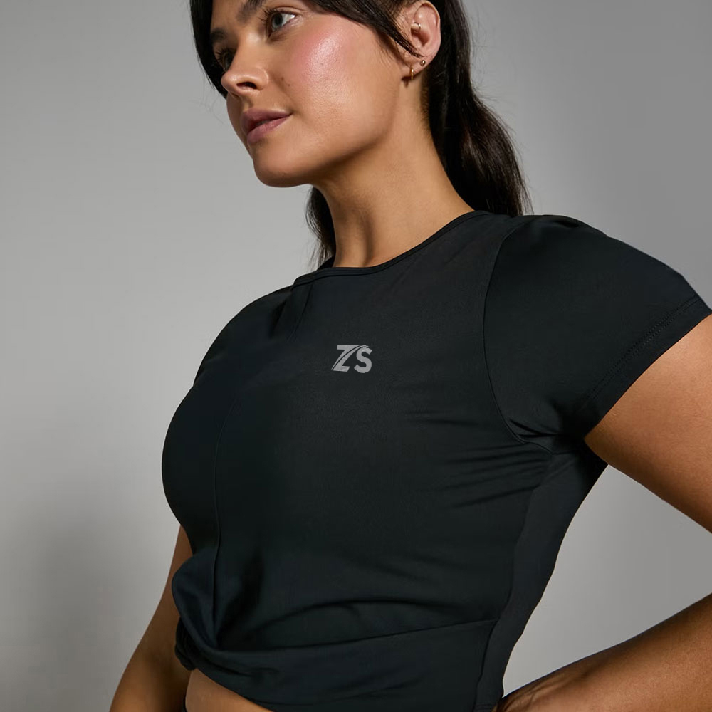 Short Sleeve Crop Top - Black