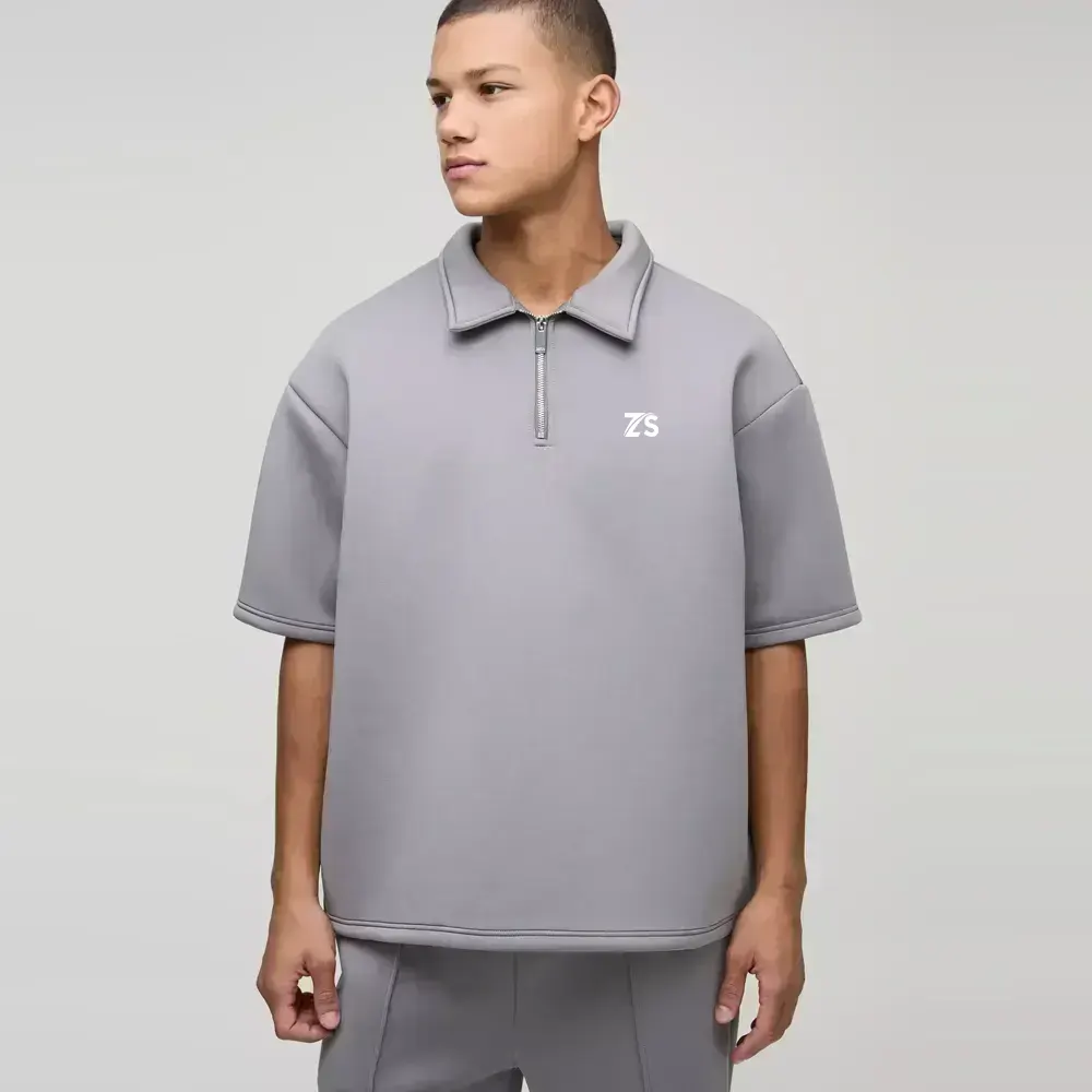 Oversized Short Sleeve Bonded Scuba Polo
