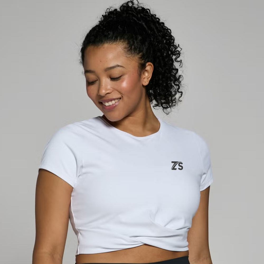Short Sleeve Crop Top - White